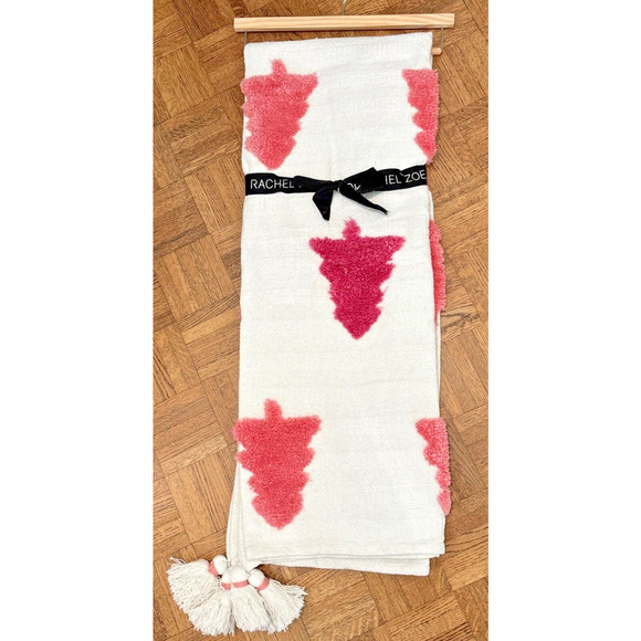 Rachel Zoe Pink Christmas Tree Decorative Throw Blanket Tassel 50 x 60 Viral - Picture 2 of 4